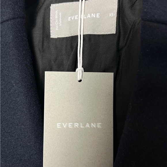 NWT EVERLANE Recycled Italian Wool Navy 3 Button Classic Fall Jacket Overcoat XS - Picture 6 of 9